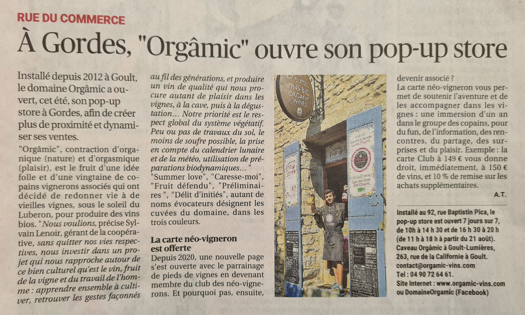 à Gordes, « Orgâmic » ouvre son pop-up store