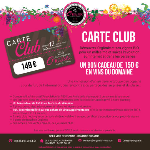 carte club adoption de 12 pieds de vignes